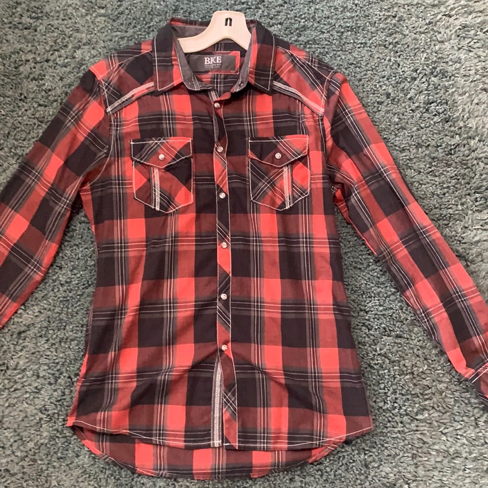 BKE red plaid button up. Size M